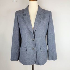 Vintage Pendleton Grey Pure Wool Single Breasted Two Button Blazer Jacket 10P